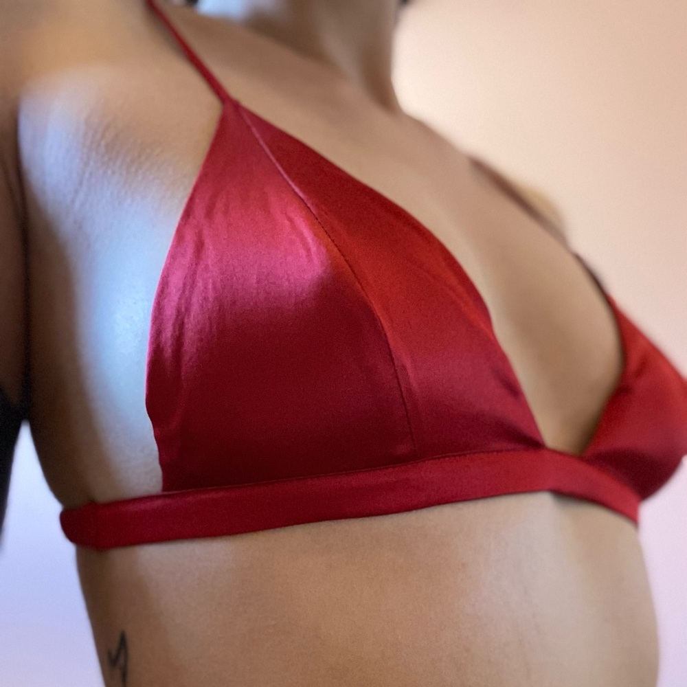 Fleur du Mal Red Satin Bralette